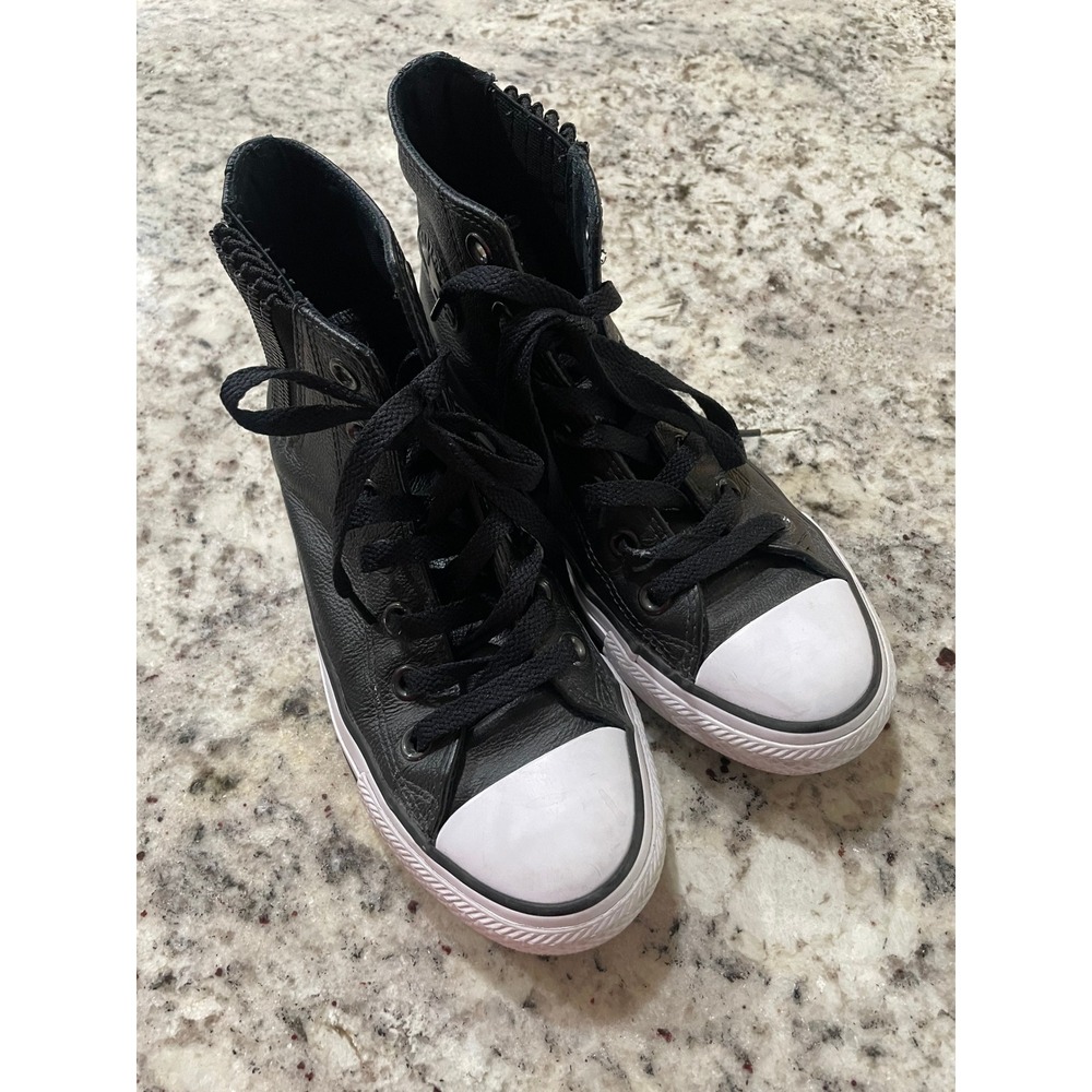 Converse Chuck Taylor All Star High Top Black Leather Multi Zip Sneakers 547992C